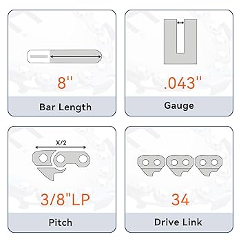 Amazon.com : 8 Inch Chainsaw Chain,3/8
